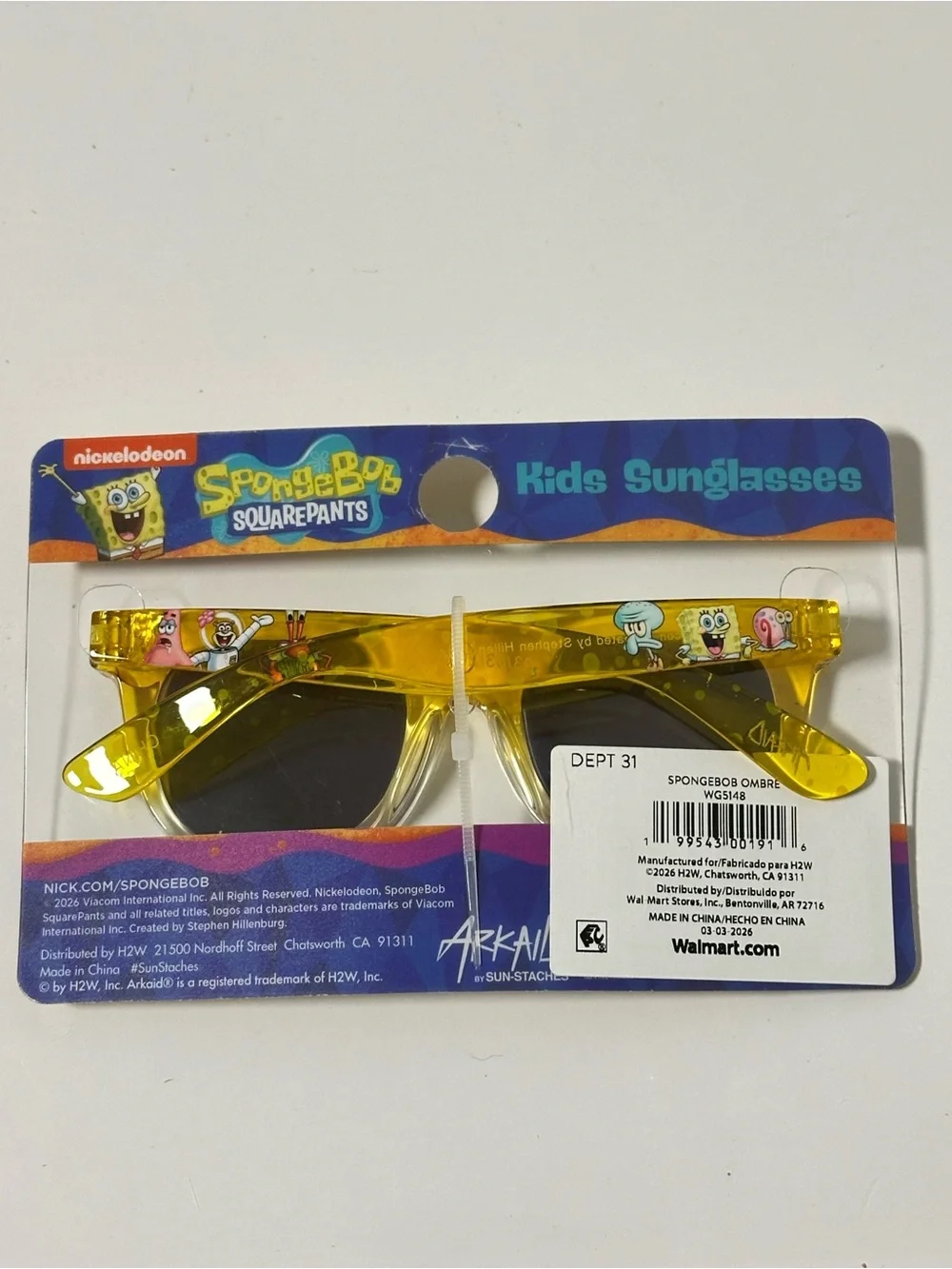 Nickelodeon SpongeBob Yellow Kids Sunglasses with Mirrored Lenses